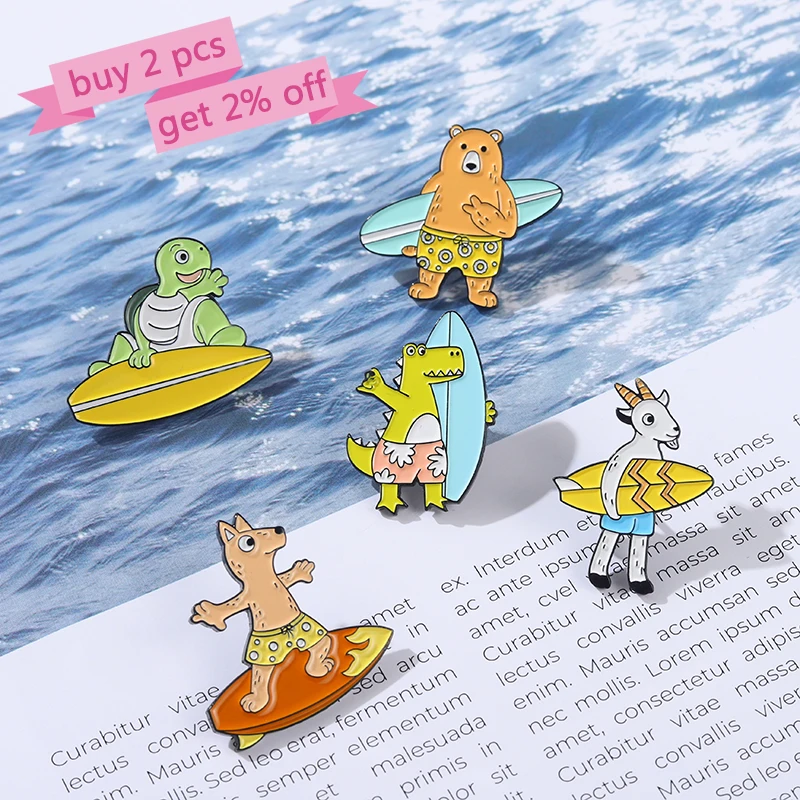 Эмалированные булавки для океан серфинга под заказ животное коза медведь собака