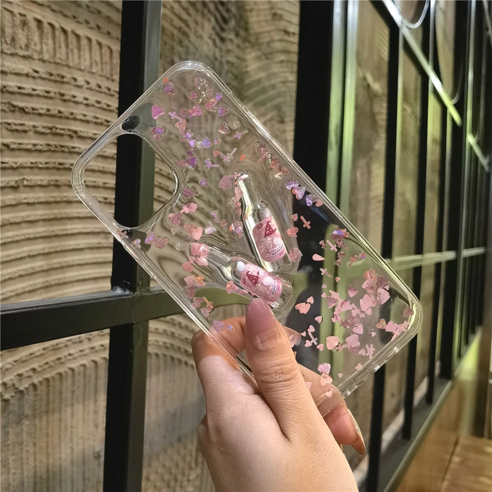 

Creative three-dimensional wine bottle Soda water for iPhone 12 11 XS Pro MAX 6 6S 8 7Plus XR XS X Back Cover Soft TPU Epoxy