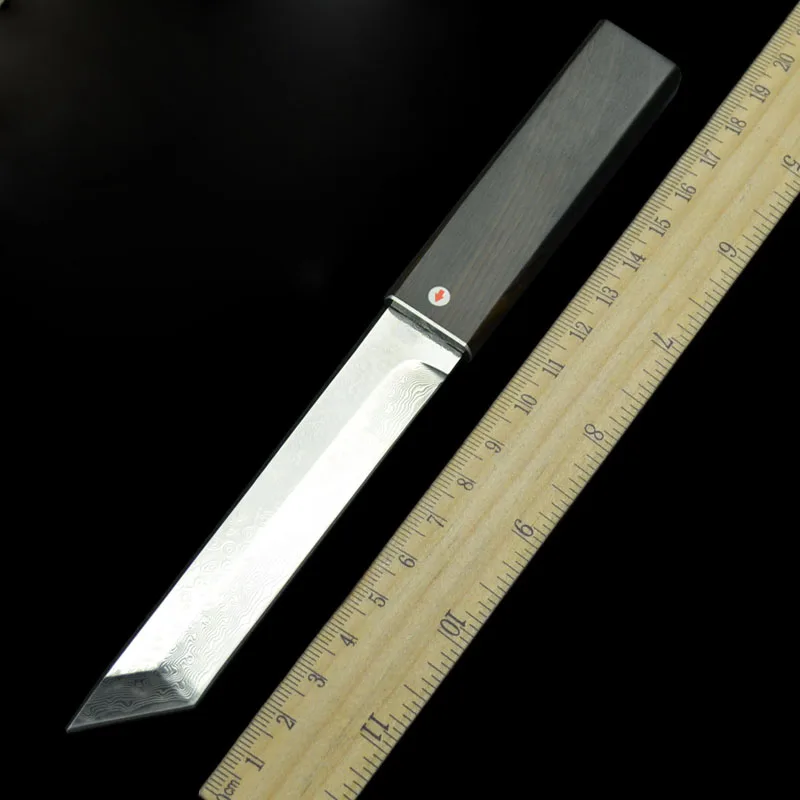 Высококлассный прямой нож самурая из дамасской стали VG10 фиксированное лезвие с