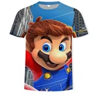 Повседневная Свободная Мужская футболка из мягкого материала, модная футболка с 3D принтом аниме Super Mario для мужчин и женщин с коротким рукавом