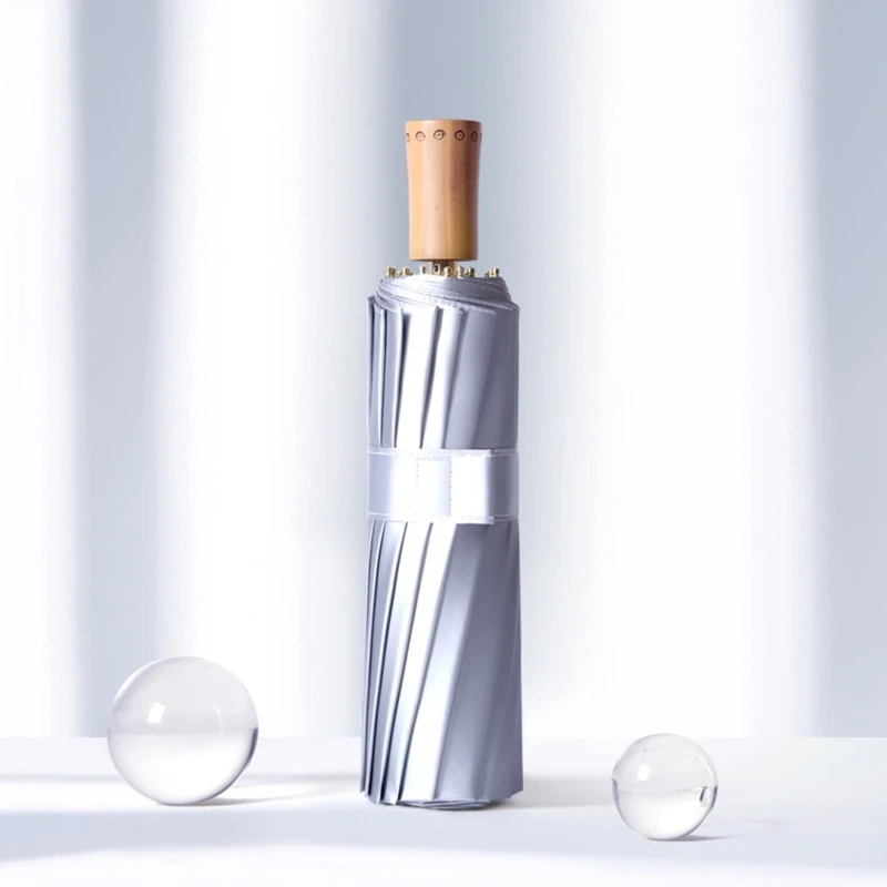 16 ребро карманный мини зонтик титана серебряный анти УФ солнце дождь 3 складной