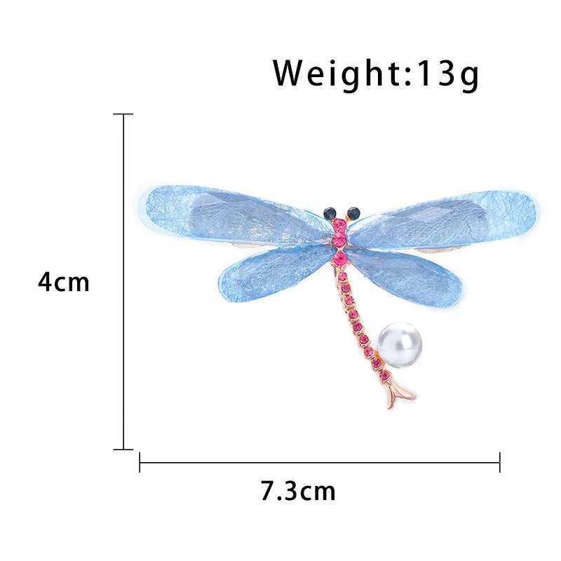Милые булавки животные Стрекоза Броши для женщин подарок детей Красный Кристалл