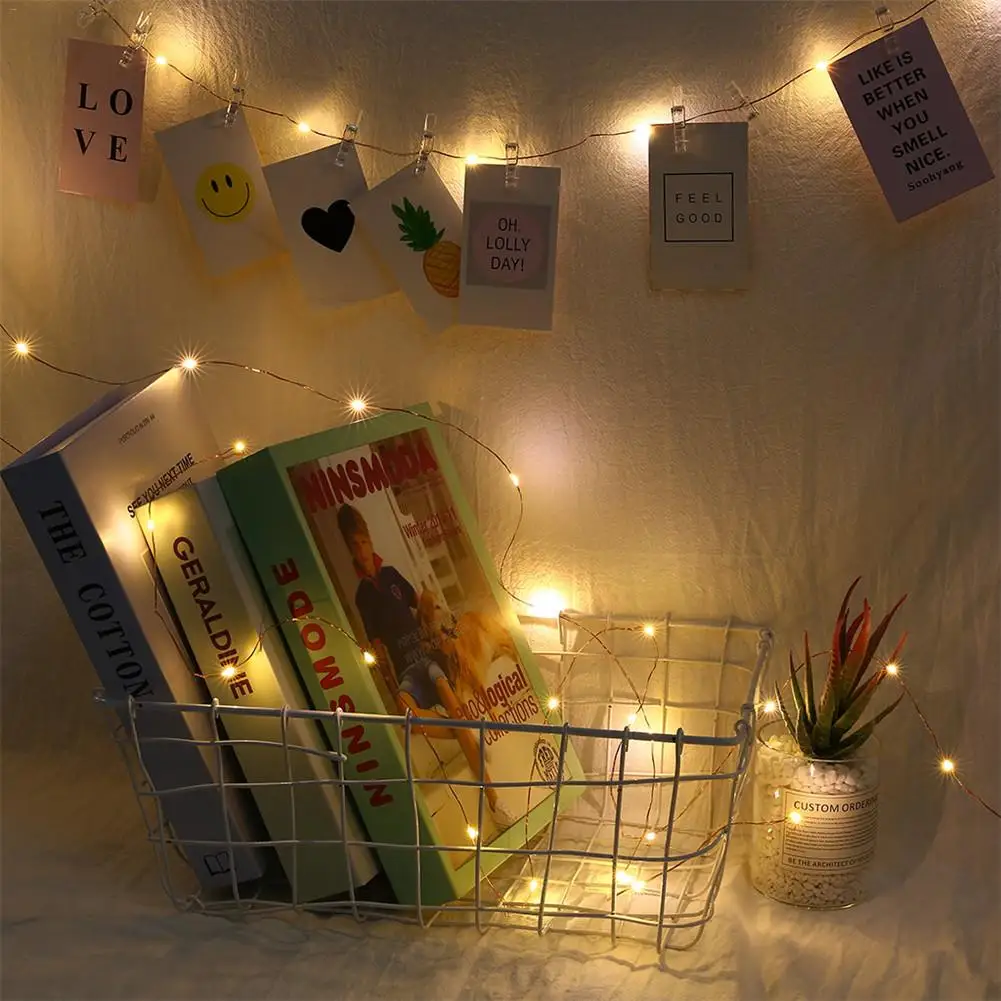 Светодиодная гирлянда с зажимом для фото 50/100 светодиодов USB на аккумуляторах