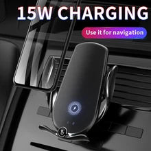 Car Phone Holder 15W Qi Wireless Fast Charger For All Mobile Phone Car Magnetic Air Vent Mount Charger Smart Sensor Phone Holder
