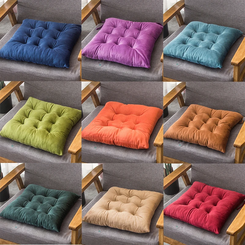 

Winter Warm Floor Mats Solid Color Thickened Chair Cushions Crystal Velvet Cushions Tatami Home Decoration Office Household