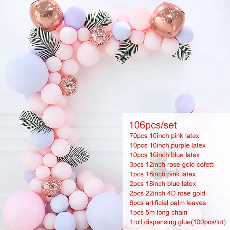 108pcs Balloon Chain Прозрачная коробка для маленьких девочек и мальчиков, декор для крещения, дня рождения, подарочная картонная коробка, принадлежности для маленьких мальчиков - Цвет: 108pcs Balloon Chain