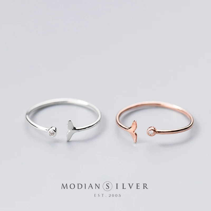 

Modian Rose Gold Color Marine Life Free Size Ring for Women Shiny Zircon Cute Mermaid Tail Sterling Silver 925 Ring Fine Jewelry