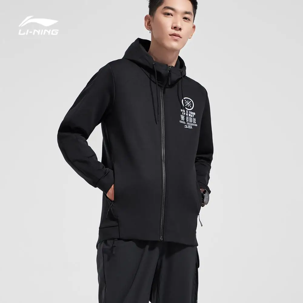 Li-Ning мужская толстовка с капюшоном серии Wade, 48% полиэстер, 42% хлопок, 10% спандекс, Стандартная посадка, комфортный спортивный свитер AWDN897 MWW1482
