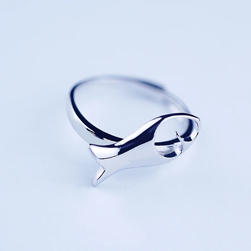 

s925 sterling silver animal adjustable ring 100% silver 925 fish rings girls birthday gift OnlyArt jewelry