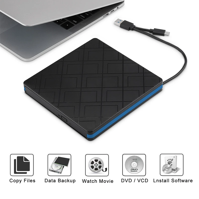 Устройство записи DVD внешний CD DVD-привод USB Type-C 3.0 портативный DVD-проигрыватель