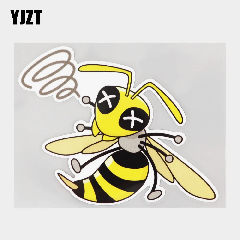 

YJZT 13.3CM×10.8CM Funny Bee Fainted Waterproof Car Sticker PVC Decal 11C-0345