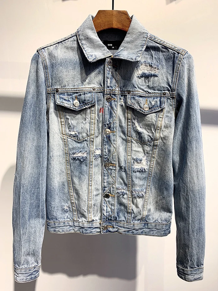 Брендовая мужская джинсовая куртка Iitaly dsq в европейском стиле с надписью