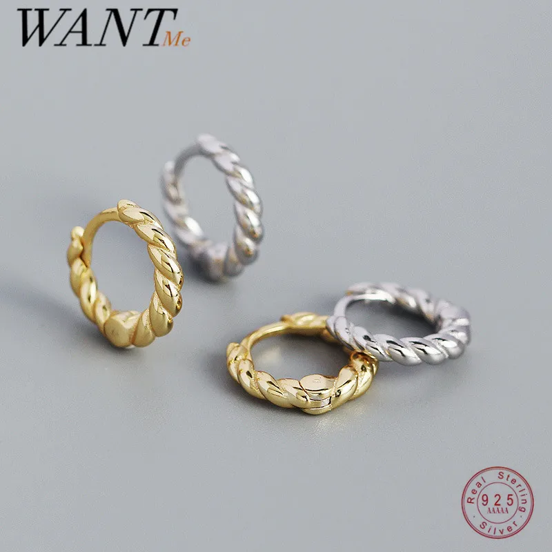

WANTME Simple Twist Ear Buckle for Women 925 Sterling Silver Fashion French Chic Circle Hoop Earrings Party Jewelry Accessories