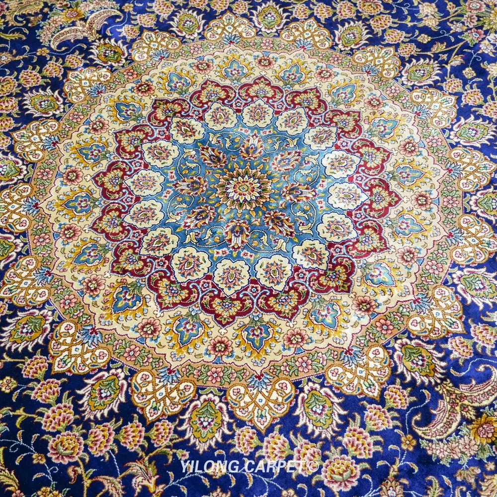 Koop Yilong 8 'X 10' Vantage Handgemaakte 100% Zijde Tapijt Medaillon Perzische Zijden Tapijt (TJ191A)