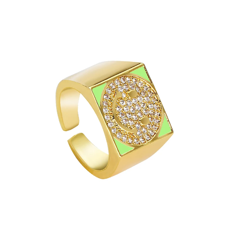 Новое поступление открытое регулируемое квадратное кольцо с микро цирконом и