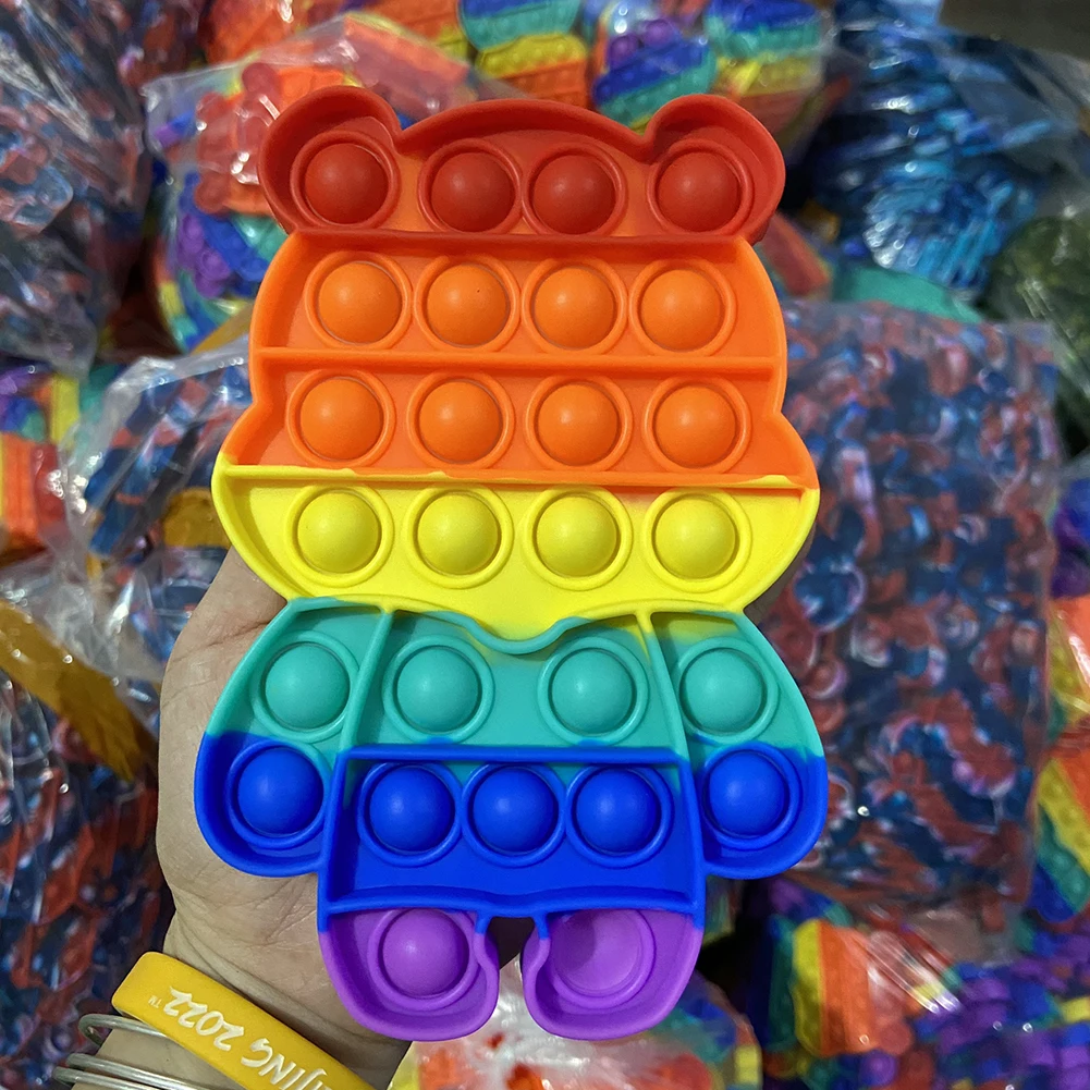 

Tie-Dye Bear Push Bubble Sensory Toy Fidget Toys Antistress For Adult Children Autism Special Needs Stress Reliever Autism Needs