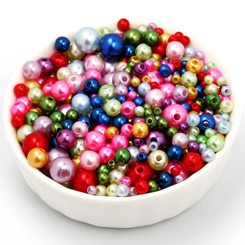 Круглые шарики искусственный жемчуг 10 г 3-8 мм Рождественские цветные акриловые