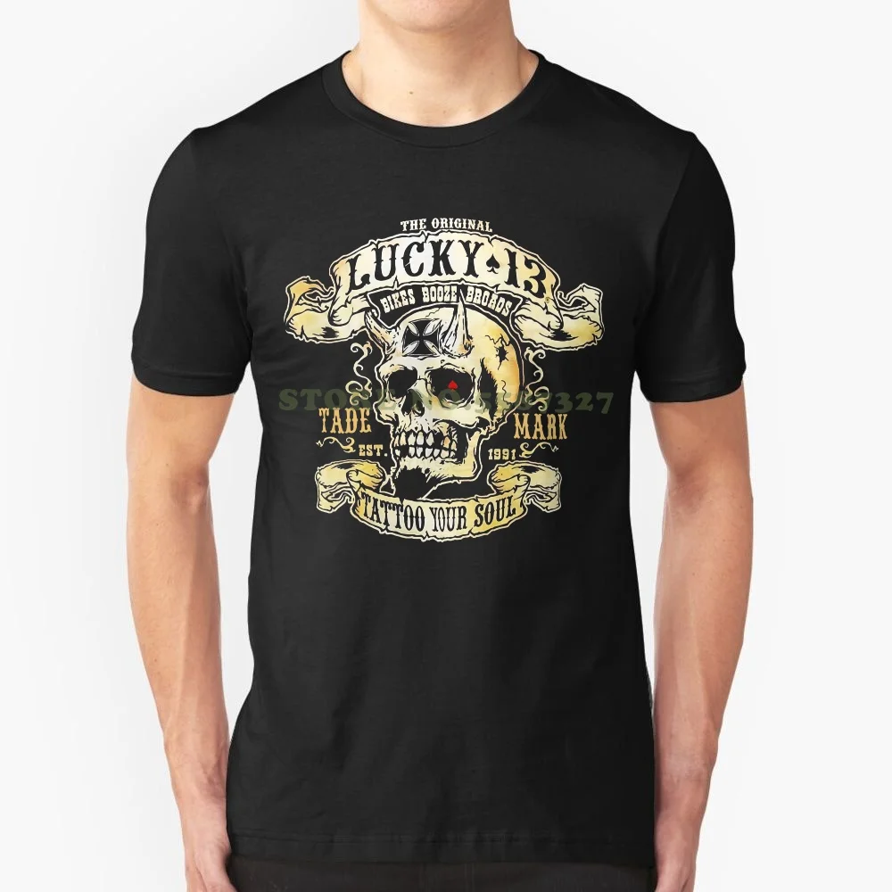 

Футболка на удачу для мужчин и женщин, тенниска с велосипедами и бусинами на 13 ног, модные черные короткие футболки для сна