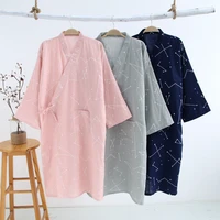 100 cotton yukata pyjamas men women bathrobe japanese kimono cardigan loose pattern pajamas thin summer long homewear nightgown