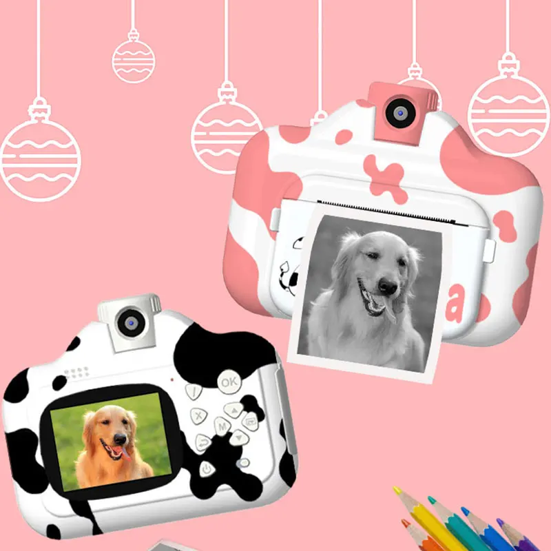 

Kids Camera Instant Print Camera For Children 1080P Video Photo Digital Camera With 3 Rolls Thermal Photo Papers Cartoon Cameras