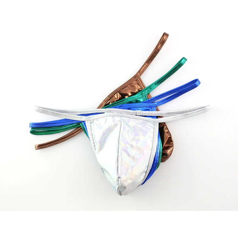 Мужские Трусы-стринги из искусственной кожи с мешочком |