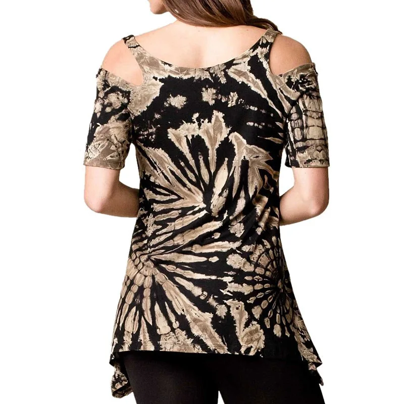 

Colorful Print T Shirt Women Cold Shoulder Tops for Woman Harajuku T Shirt Women Summer Loose Tee Oversized T Shirt Female
