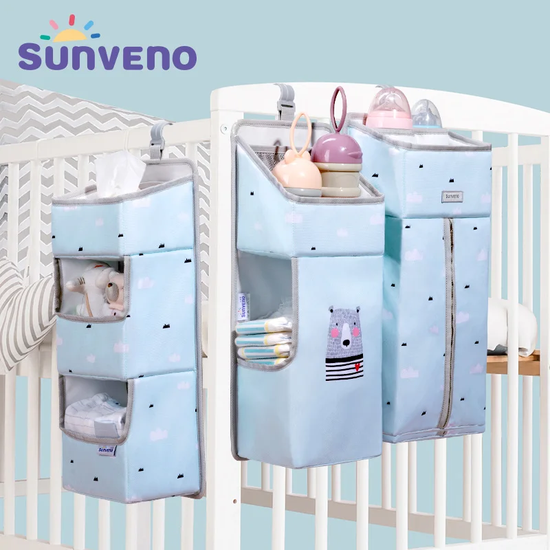 

Sunveno Crib Organizer for Baby Crib Hanging Storage Bag Baby Clothing Caddy Organizer for Essentials Bedding Diaper Nappy Bag