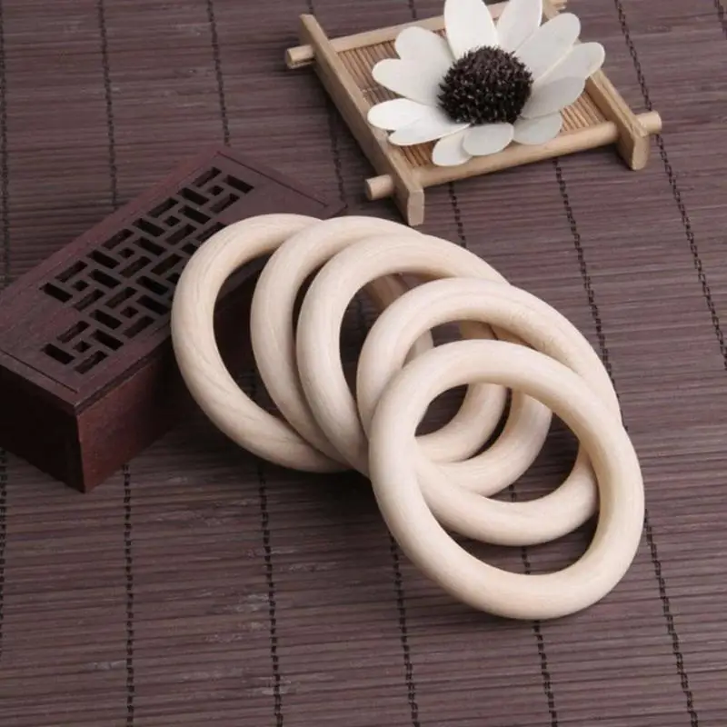 

10pcs Natural Natural Rings Children Kids DIY Wooden Crafts Jewelry Teething Baby Rings 15 VUE5506 Making 70mm 20 65 Wooden X8W0