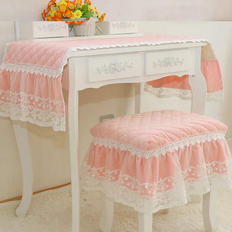 Suede cotton fabric princess skin pink  lace Round  piano st