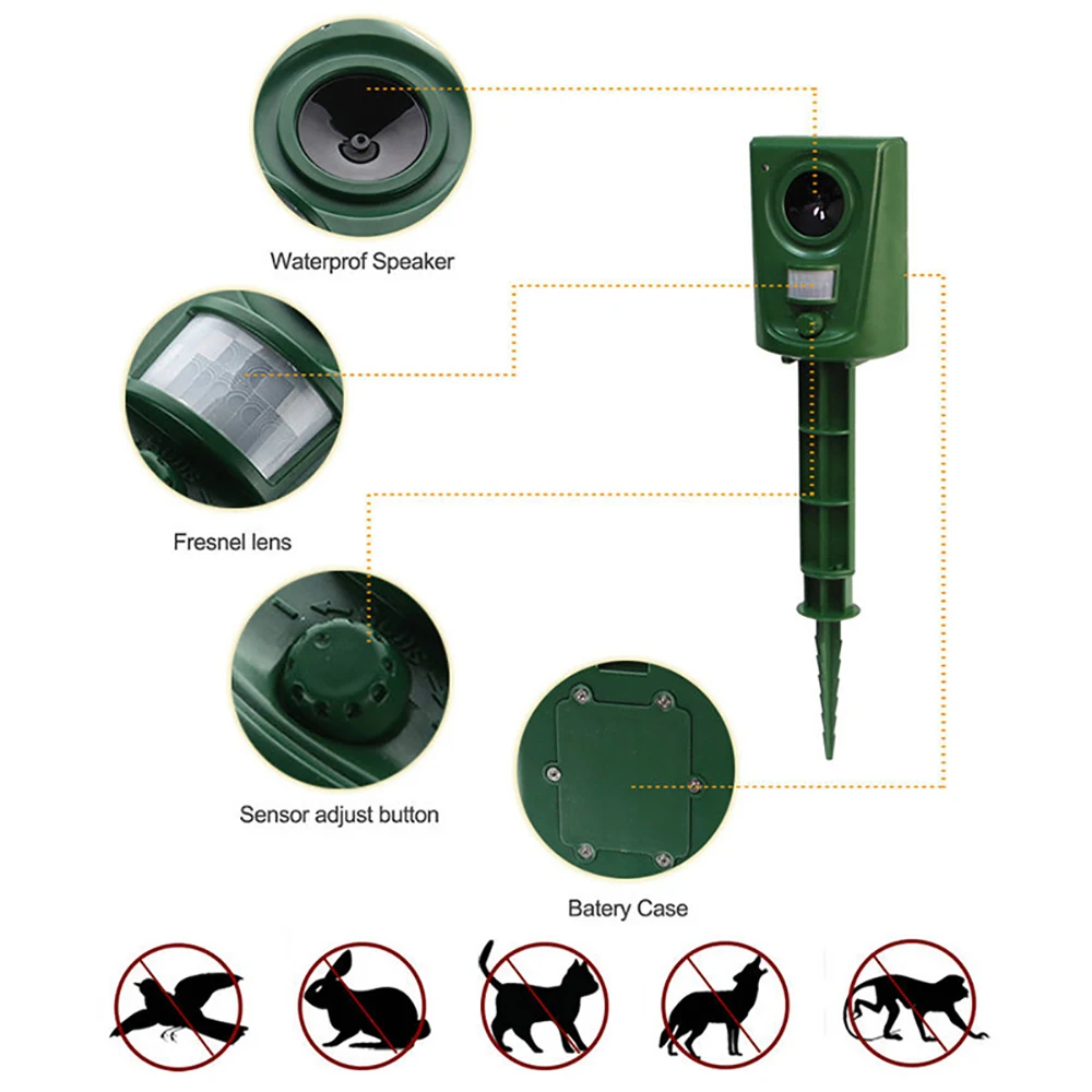 Уличный ультразвуковой отпугиватель животных вредителей птиц крыс Отпугиватель