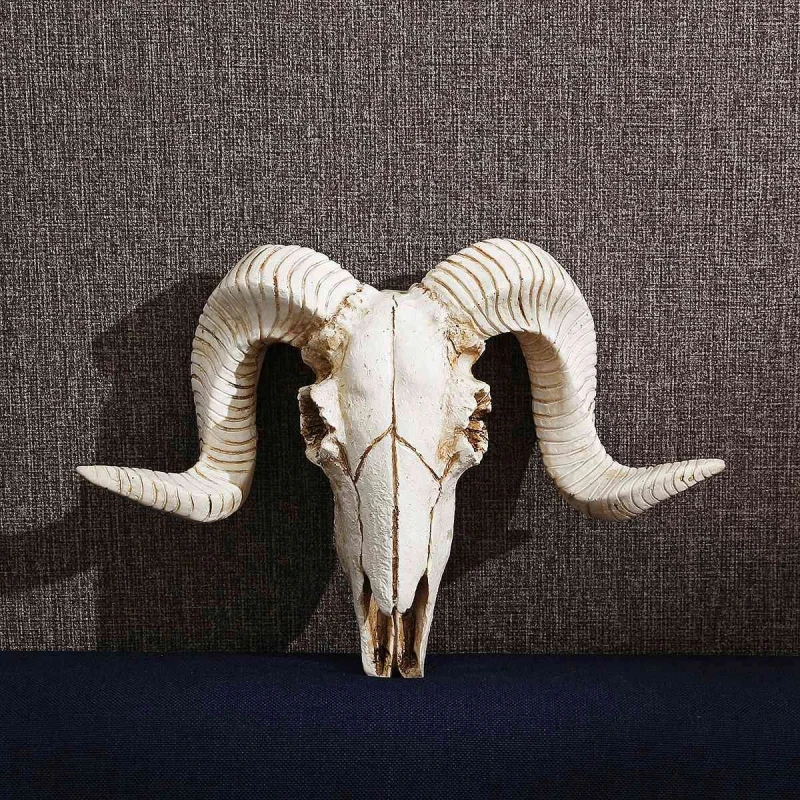 Retro แพะ Horn Skull แขวนผนังร้อนขายสัตว์หัว Skull ประติมากรรมความคิดสร้างสรรค์ห้องนั่งเล่น Study Home Decor เครื่...