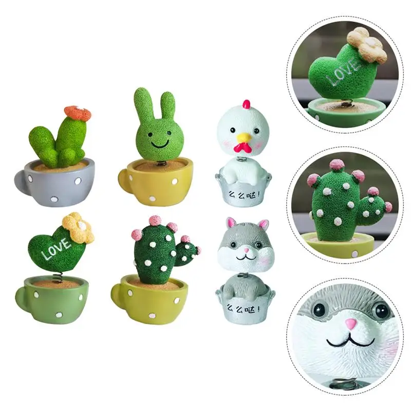 

6Pcs Mini Resin Adornments Creative Bonsai Decors Lovely Car Decorations