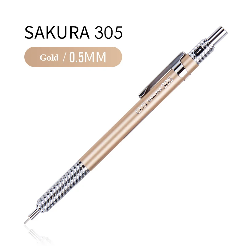 0.5mm Golden Сакура металлическая оболочка записывающая Автоматическая Механическая карандаш 0,3/0,5 мм графита разработка школьные офисные принадлежности художественные канцелярские принадлежности XS-30 - Цвет: 0.5mm Golden