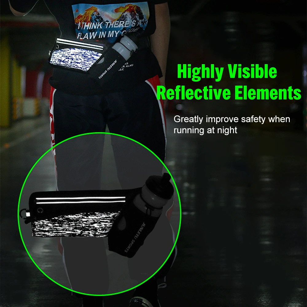 

Outdoor Sports Hydration Waist Pack for Men Women Waist Fanny Bag Pouch Reflective Running Bag Belt with Water Bottle Holder