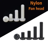 10 50pcs m2 m2 5 m3 m4 m5 m6 m8 metric threaded black white nylon plastic phillips pan head cross round screw bolt length 4mm 60
