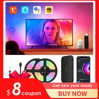 ambient tv pc backlight kit hdmi sync screen color led strip light works with tuya wifi alexa google control hdtv computer xbox