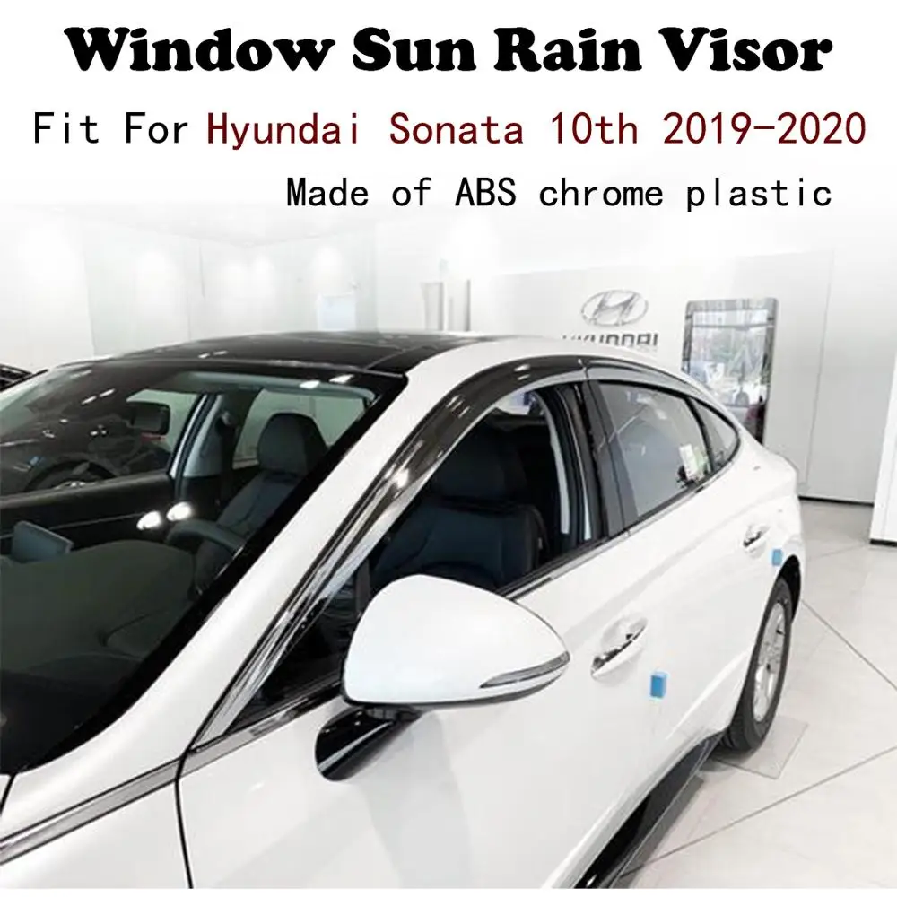 

ABS Chrome plastic Window Visor Vent Shades Sun Rain Guard car accessories For Hyundai Sonata 10th 2019-2020