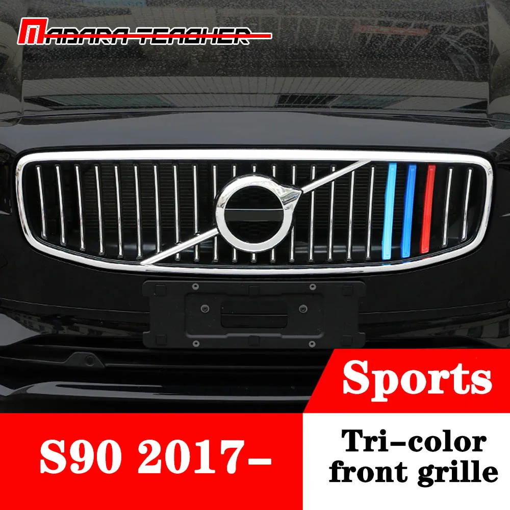 S90 Sports Авто ABS передняя капот центральный гриль 3 цвета Швеция крышка отделка Декоративная Автомобильная Стайлинг Полосы Клип Передняя решетка три цвета для VOLVO - Цвет: S90 Sports