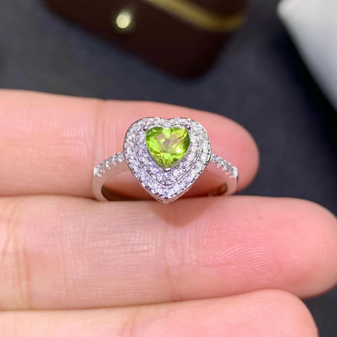

Genuine Peridot Ring Solitaire 925 Sterling Silver Rings for Women Engagement Ring Silver 925 Gemstones Jewelry