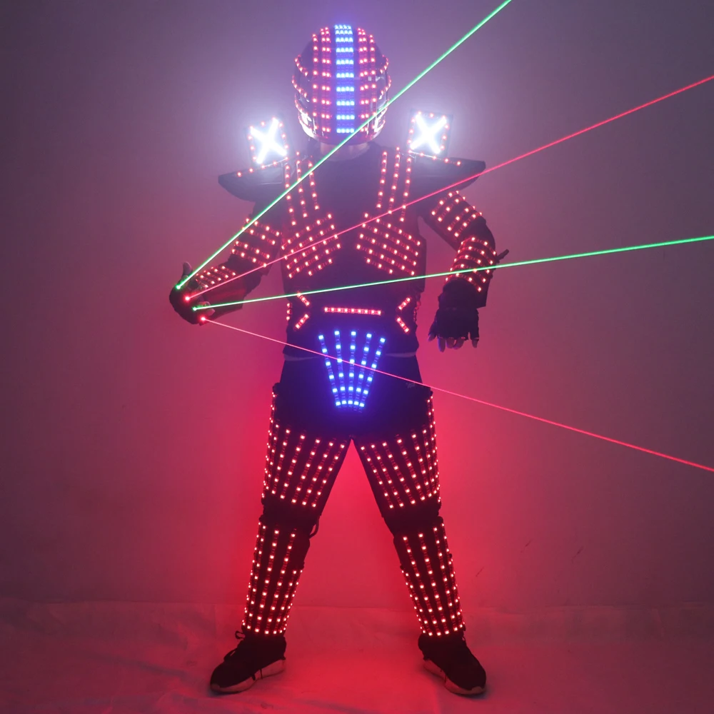 New LED Robot Suit Stage RGB giacca incandescente ballerino indossa abito Cosplay gilet luminoso Nightclub Party Men Light Up Robot Costume