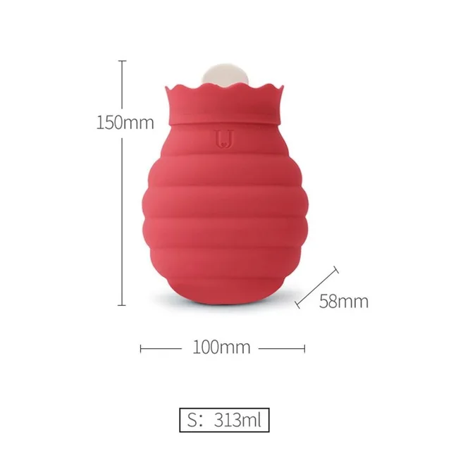 313ml Red Xiaomi Jodan Judy 313/620 мл сумка для горячей воды Микроволновая печь нагревательная силиконовая бутылка зимний нагреватель с трикотажной крышкой - Цвет: 313ml Red