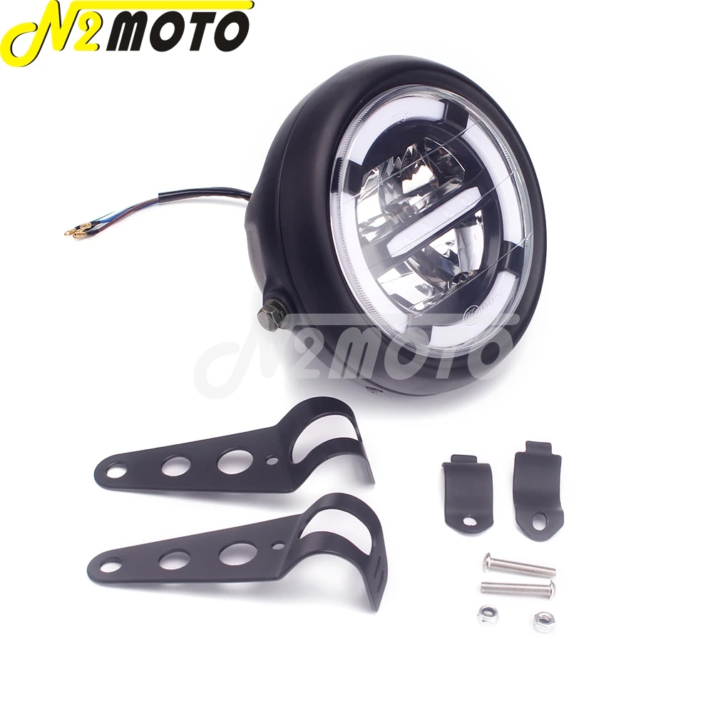 Мотоциклетная черная 7 &quotсветодиодный глая светодиодная фара 12-24 В с