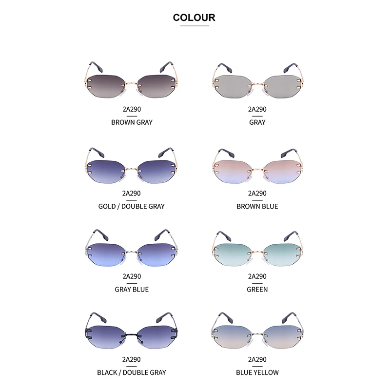 

Rectangle Rimless Sunglasses 2021 Trendy Retro Classic Sun Glasses Luxury Brand Designer Eyewear UV400 Lunettes