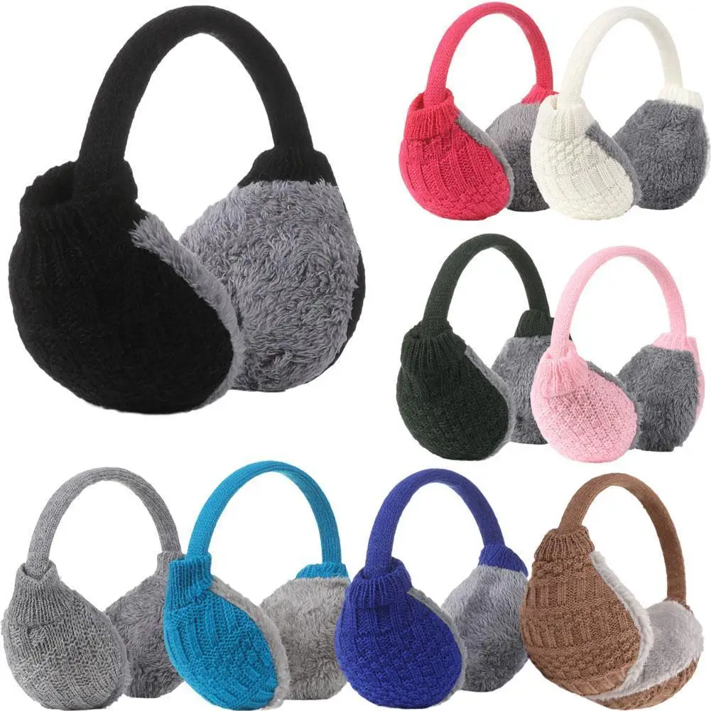 

Winter Outdoor Ear Warmers Protectors Women Girls Warm Knitted Earmuffs Unisex Removable Washable Fluffy Earflap Ear-muffs