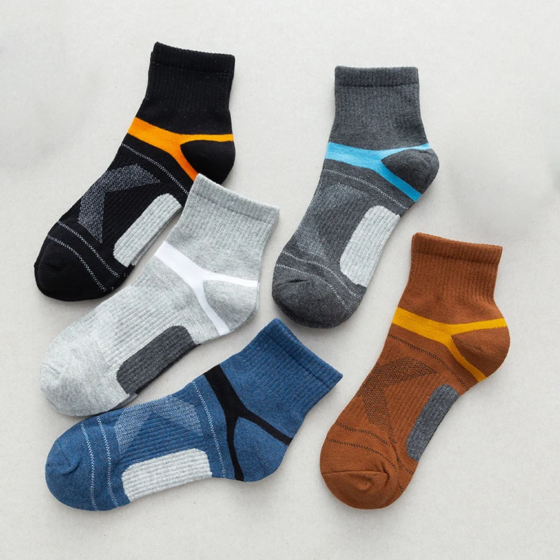 5 Pairs New Arrival Men's Compression Deodorant Socks Men Cotton Black Ankle Socks Sweat Absorbent Sports Man basketball Socks