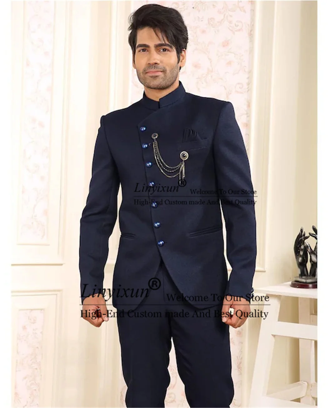 

Костюм мужской классический из 2 предметов, двубортный блейзер для жениха и свадьбы, брюки с пиковым отложным воротником, облегающий костюм ...