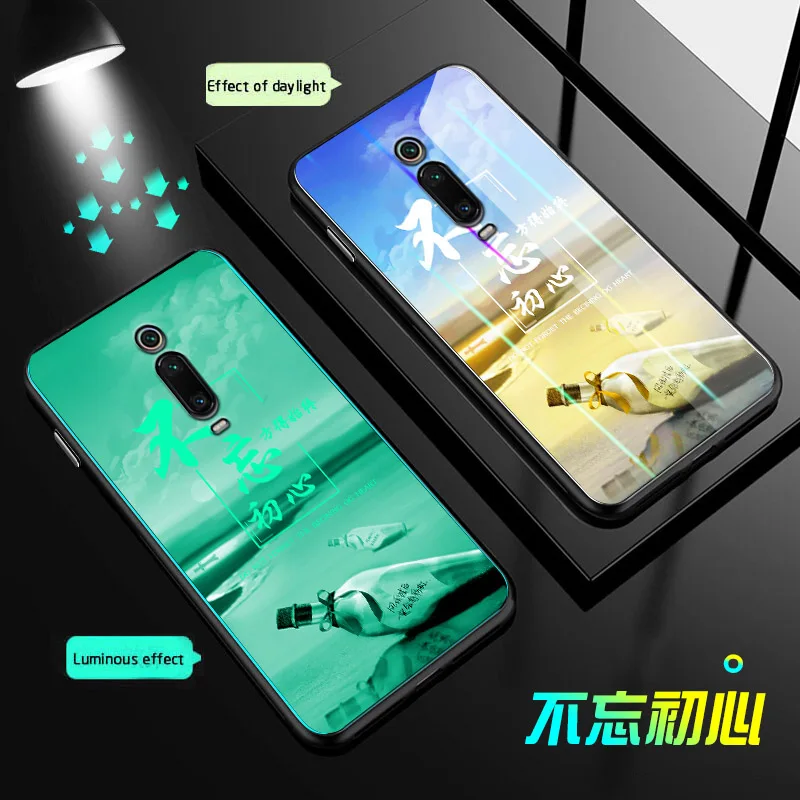 010 Волк Дракон Чехол в виде светящегося стекла для Xiaomi Mi 9 A3 Lite 9T Pro A2 A3 Примечание 3 Аврора чехол для redmi 8 7 7A Note 8 7 K20 Pro Чехол - Цвет: 010