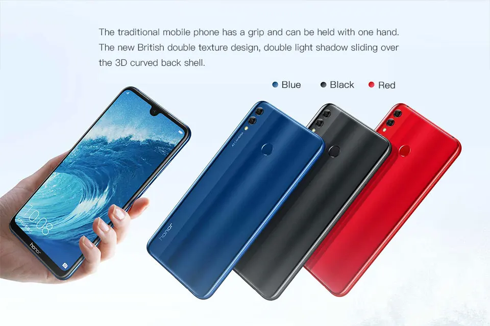 Honor 8X MAX, Смартфон Snapdragon 636, Android 8,1, 6 ГБ ОЗУ, 64 Гб ПЗУ, экран 7,12 дюйма, сканер отпечатков пальцев, Восьмиядерный, 4900 мАч