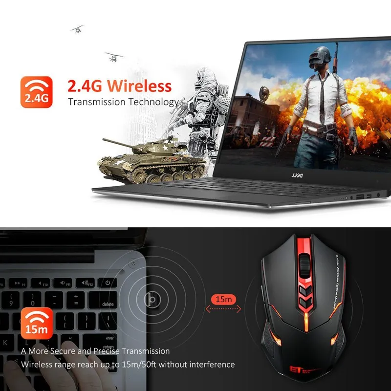 VicTsing Wireless Gaming Mouse 2400 DPI Ergonomic Grips 7 Buttons Breathing Backlit Unique Silent Click gamer Mice | Компьютеры и офис