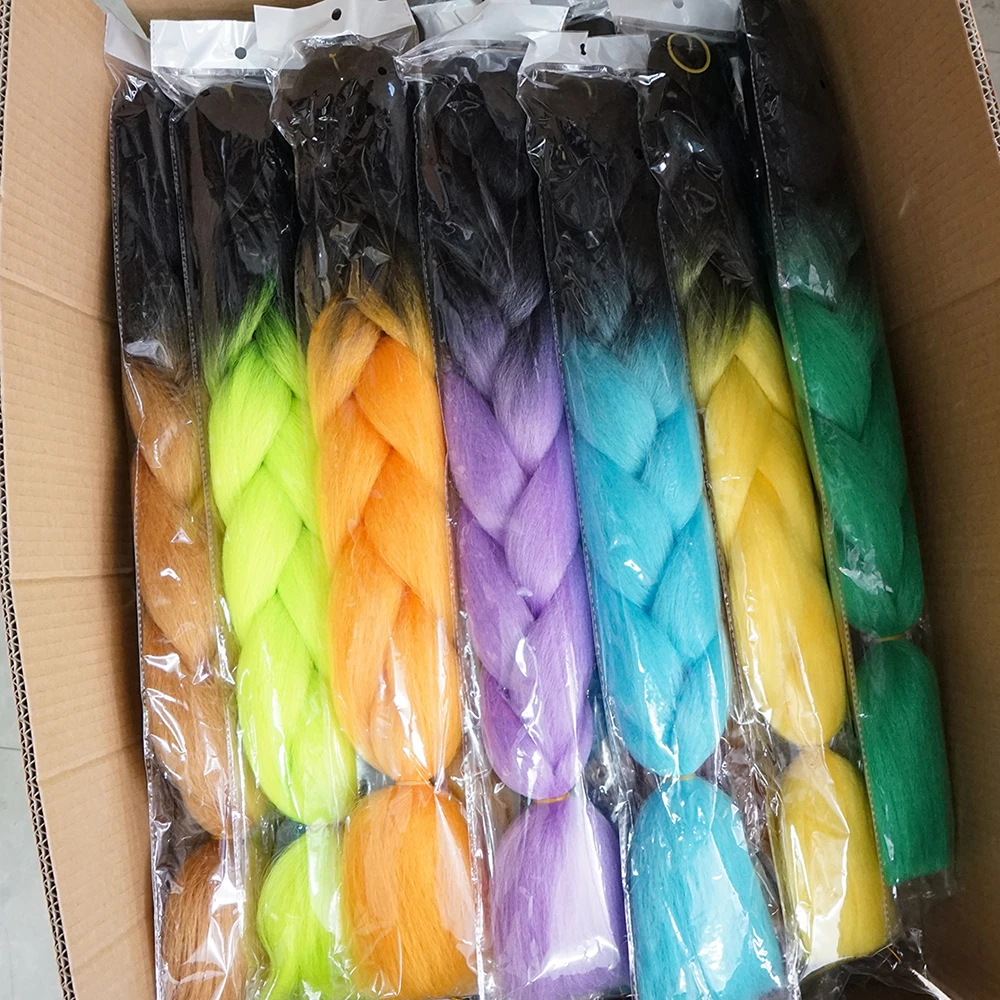 24 дюйма 105 цветов Светящиеся Джамбо плетеные волосы афро предварительно